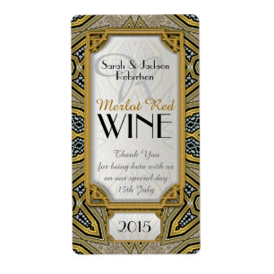 Wine Bottle Labels   Gold+Black Art Deco v3