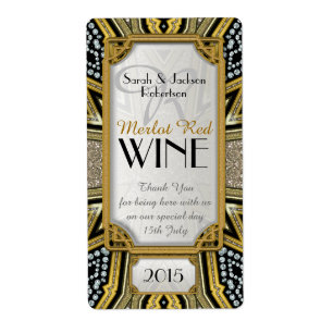 Wine Bottle Labels   Gold+Taupe+Black Art Deco v5