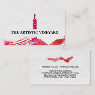 Wine Bottle Logo   Artistic Watercolor Brushed Business Card