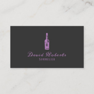 Wine Bottle Logo Bartender Sommelier Elegant Dark Business Card