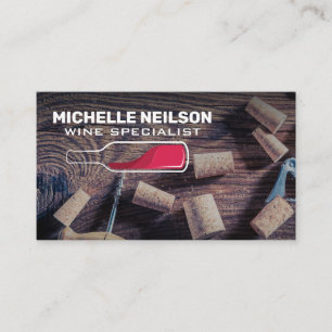 Wine Bottle Logo   Corks on Table Business Card