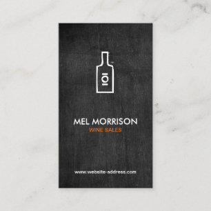 WINE BOTTLE LOGO on BLACK WOOD Business Card