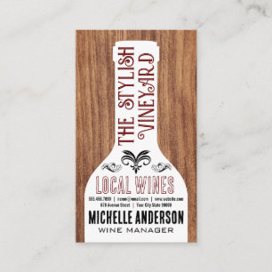 Wine Bottle   Mixed Stylish Fonts  Wood Business Card