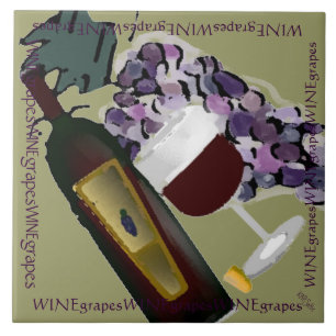 Wine Bottle n Grapes M Tile