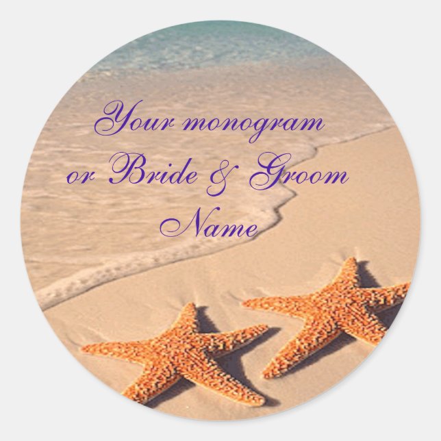 Wine Bottle or Beer Labels Starfish Beach Wedding (Front)