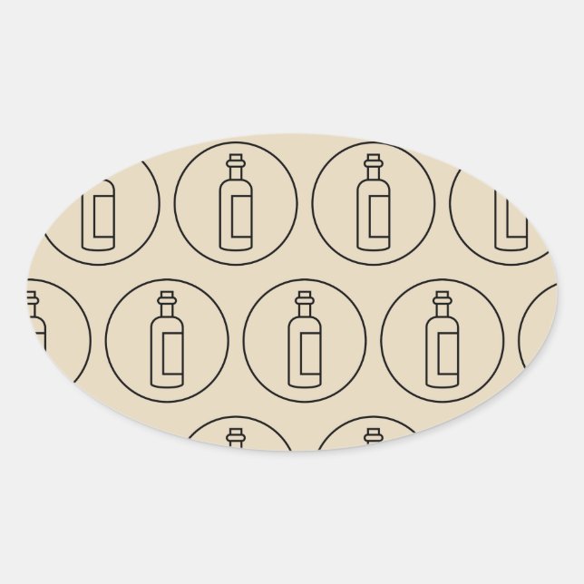 wine bottle pattern oval sticker (Front)
