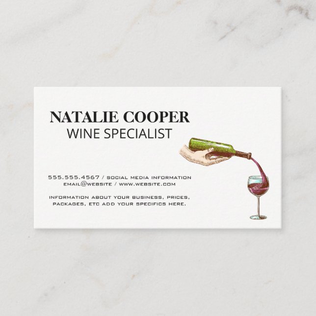 Wine Bottle Pour Business Card (Front)