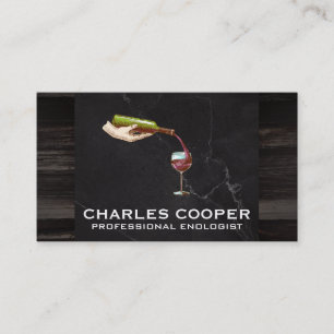 Wine Bottle Pour   Marble and Wood Business Card