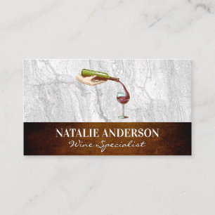Wine Bottle Pour Slate and Texture Business Card