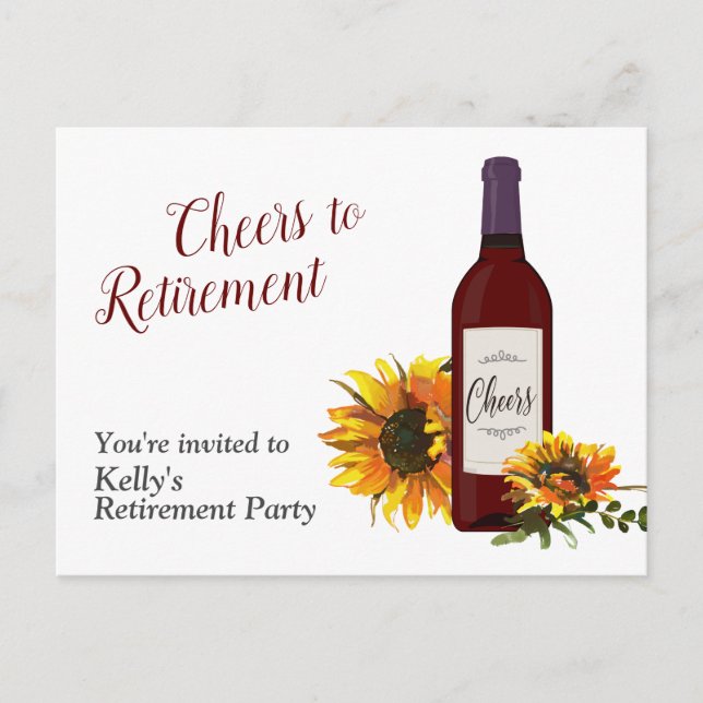 wine bottle retirement Party Invitation Postcard (Front)