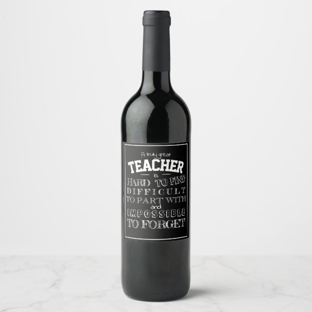 Wine bottle teacher Thank you Appreciation Gift  Wine Label (Front)