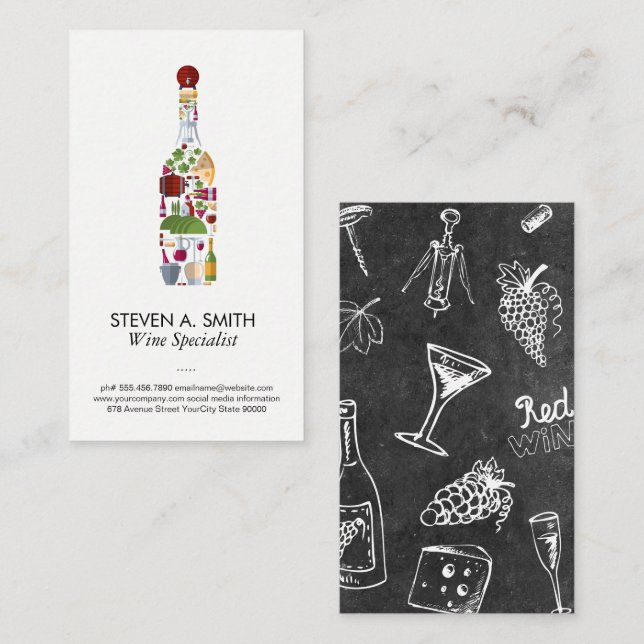 Wine bottle | Vineyard | Cheeses Business Card (Front/Back)