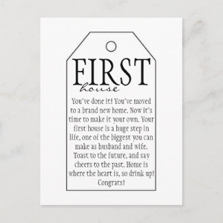 Wine Bottle Wedding Gift Tags - First House Announcement Postcard
