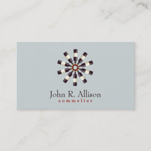 Wine Bottle Wheel Sommelier Simple Grey Business Card