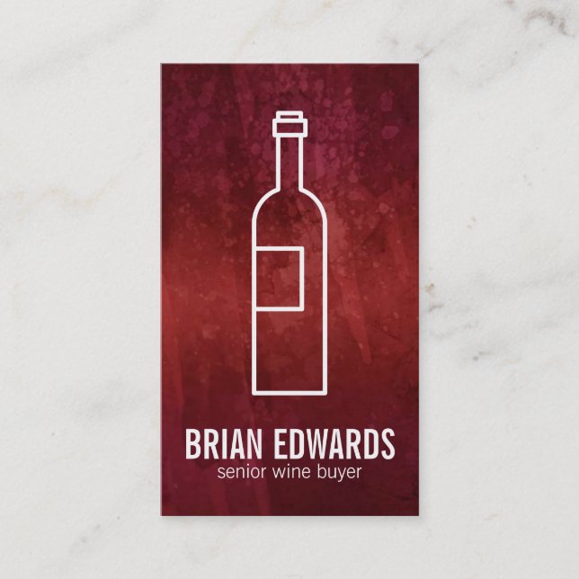 Wine Bottle (white) | Artistic Red Business Card (Front)