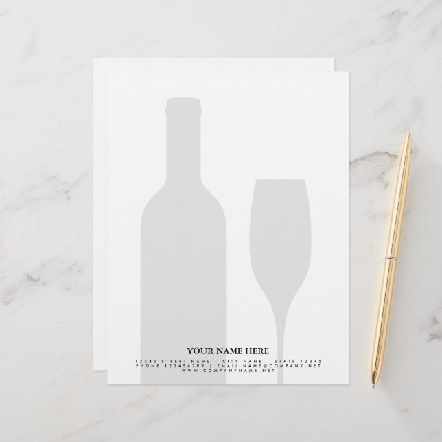Wine bottle winery vineyard letterhead template (Front/Back In Situ)