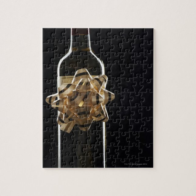 Wine bottle with bow jigsaw puzzle (Vertical)
