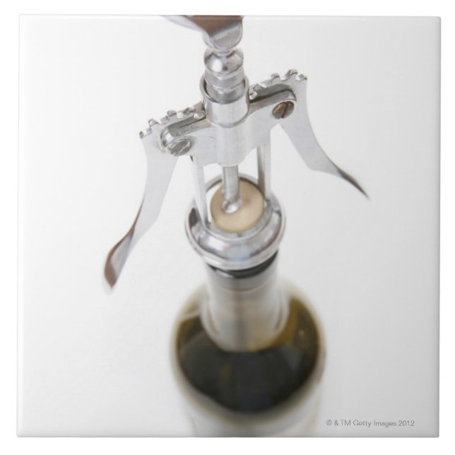 Wine bottle with corkscrew. tile (Front)