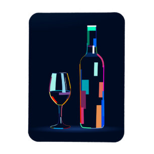 Wine bottle with glass magnet
