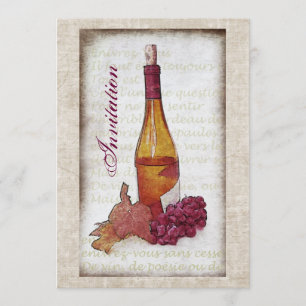Wine bottle with grapes invitation