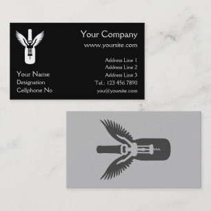 Wine Bottle with Wings and Corkscrew Business Card