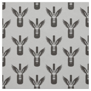 Wine Bottle with Wings and Corkscrew Fabric