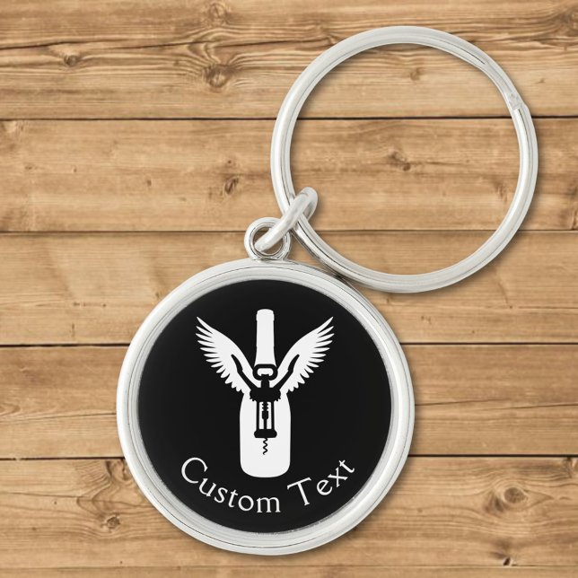 Wine Bottle with Wings and Corkscrew Key Ring (Creator Uploaded)
