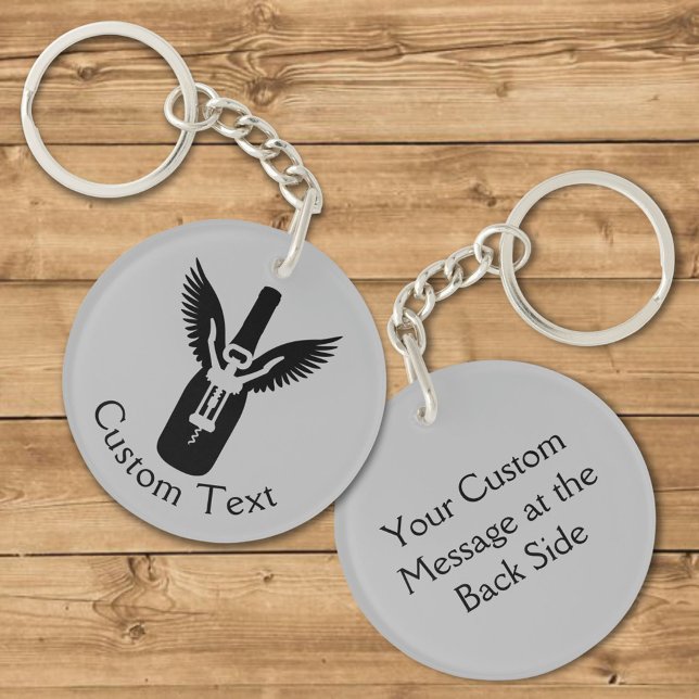 Wine Bottle with Wings and Corkscrew Keychain (Creator Uploaded)