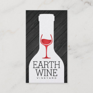 Wine Bottle   Wood Panel Business Card