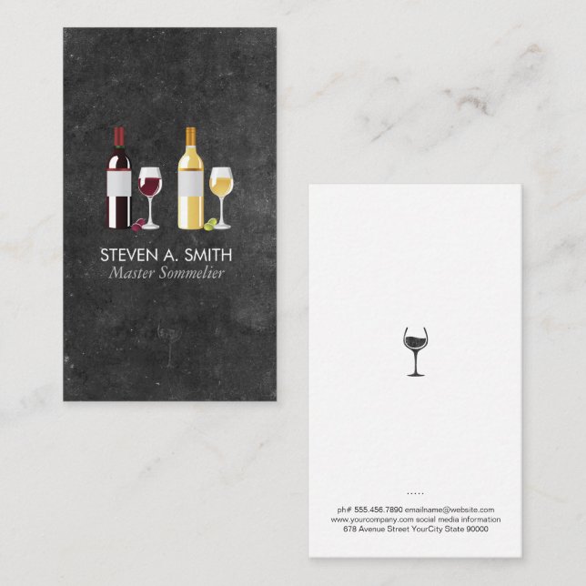 Wine Bottles and Glass Business Card (Front/Back)