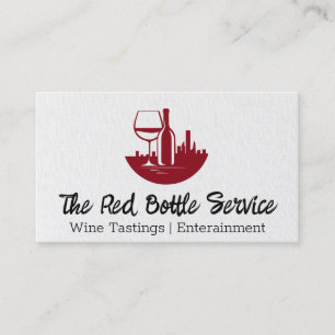 Wine Bottles and Glass   Down Town City Business Card