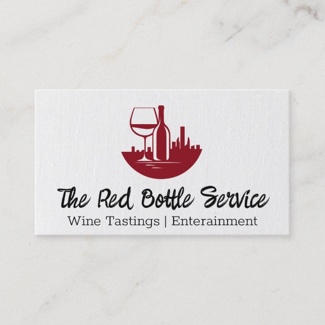 Wine Bottles and Glass | Down Town City Business Card (Front)