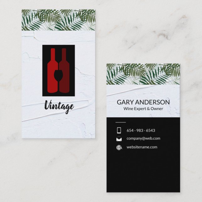 Wine Bottles and Glass Logo Business Card (Front/Back)