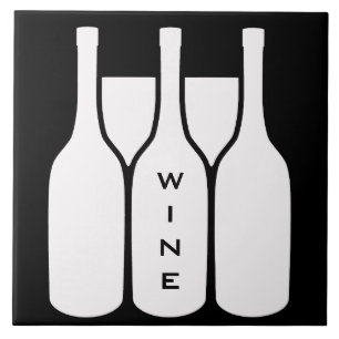 Wine Bottles and Glasses Design Ceramic Tile