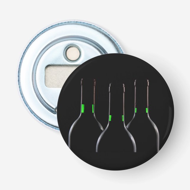 Wine Bottles Black Button Bottle Opener (Front)