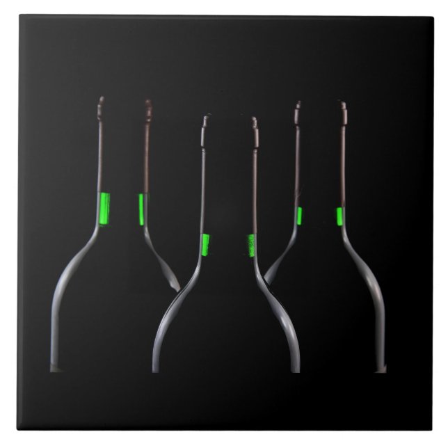 Wine Bottles Black Ceramic Tile (Front)