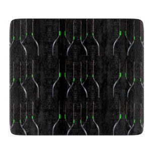 Wine Bottles Black Decorative Glass Cutting Board