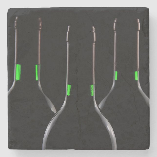 Wine Bottles Black Stone Beverage Coaster (Front)