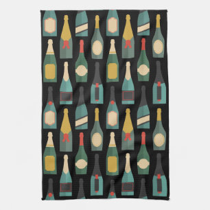 Wine Bottles Black Tea Towel