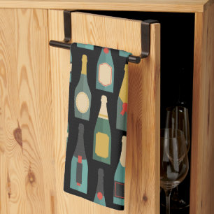 Wine Bottles Black Tea Towel