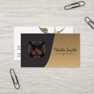 Wine Bottles   Classic Gold Black Business Card