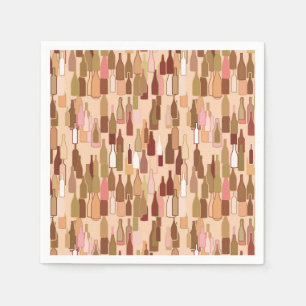 Wine bottles, earth colours, light coral backgroun napkin