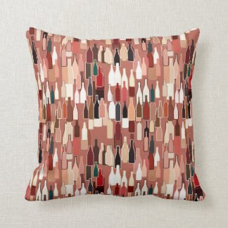 Wine bottles, earth colours, terra cotta cushion
