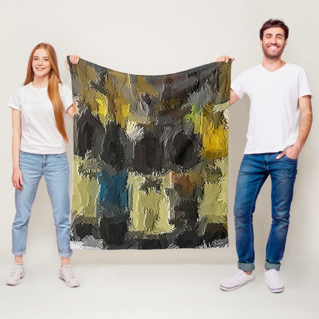 Wine Bottles in Abstract Fleece Blanket (In Situ)