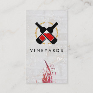 Wine Bottles Logo   Marble Background Business Car Card