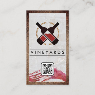 Wine Bottles Logo Marble QR Code Business Card