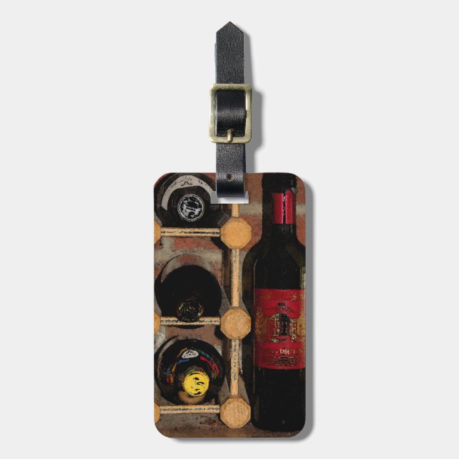 Wine Bottles Luggage Tag (Front Vertical)