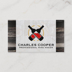 Wine Bottles   Marble and Wood Business Card