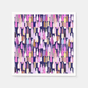 Wine bottles, multi colour, dark blue background napkin