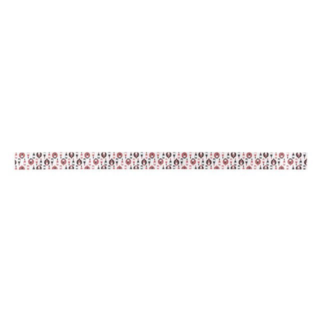 Wine bottles pattern red and black satin ribbon (Front)